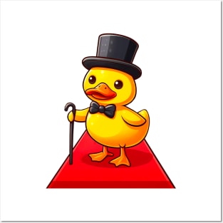 Artist duckling wearing top hat and walking stick Posters and Art